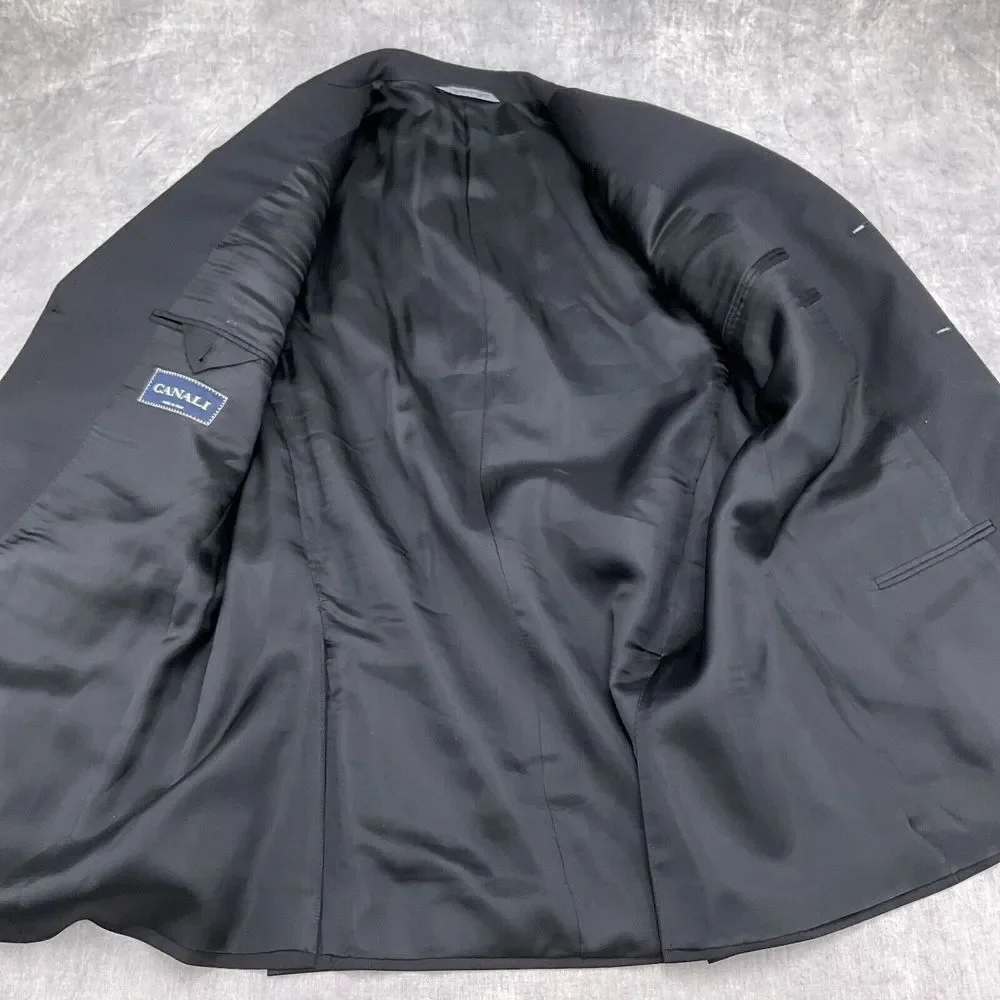 Canali Blazer Men 42  Black AL Pure Wool Classic‎ Career Jacket Italy VTG